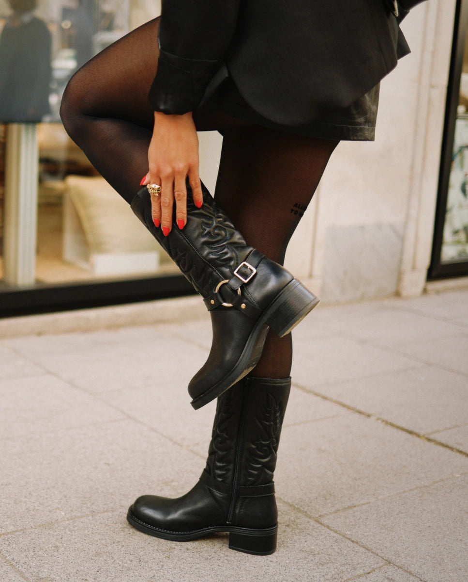 botas caña media negras mujer