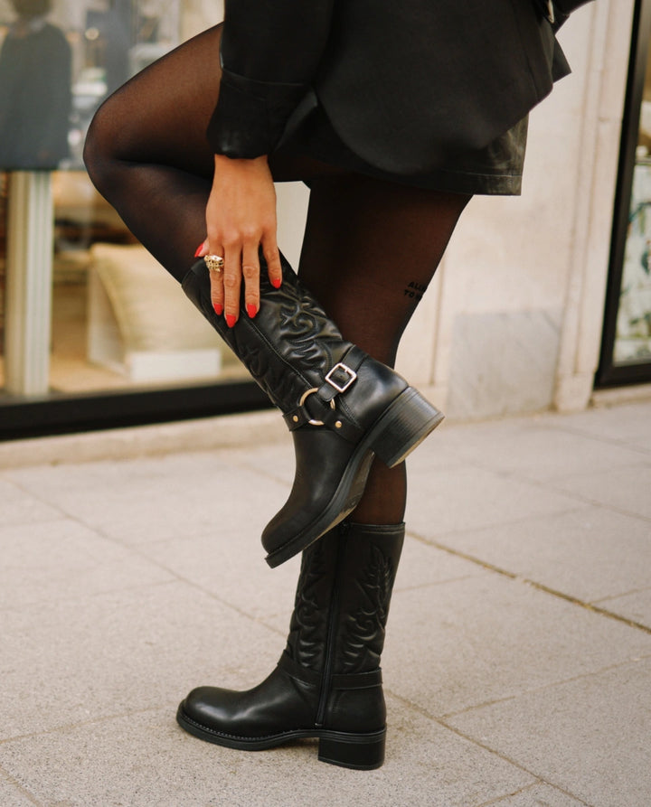 botas caña media negras mujer