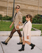 botas camperas en beige y negro mujer