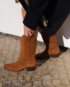 Botas cowboy mujer camel media caña