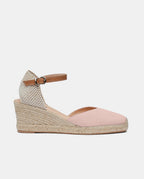 sandalias cuña en nude con suela de esparto y ante