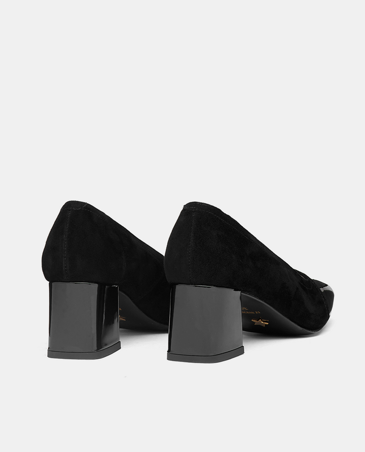 zapatos en ante negro con tacón medio mujer