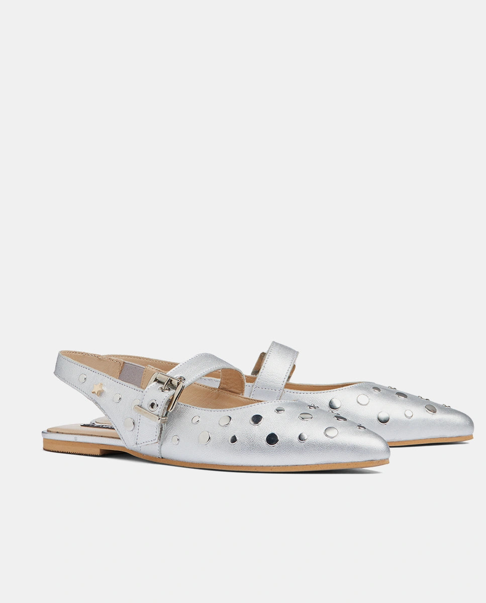 bailarinas plateadas con tachas