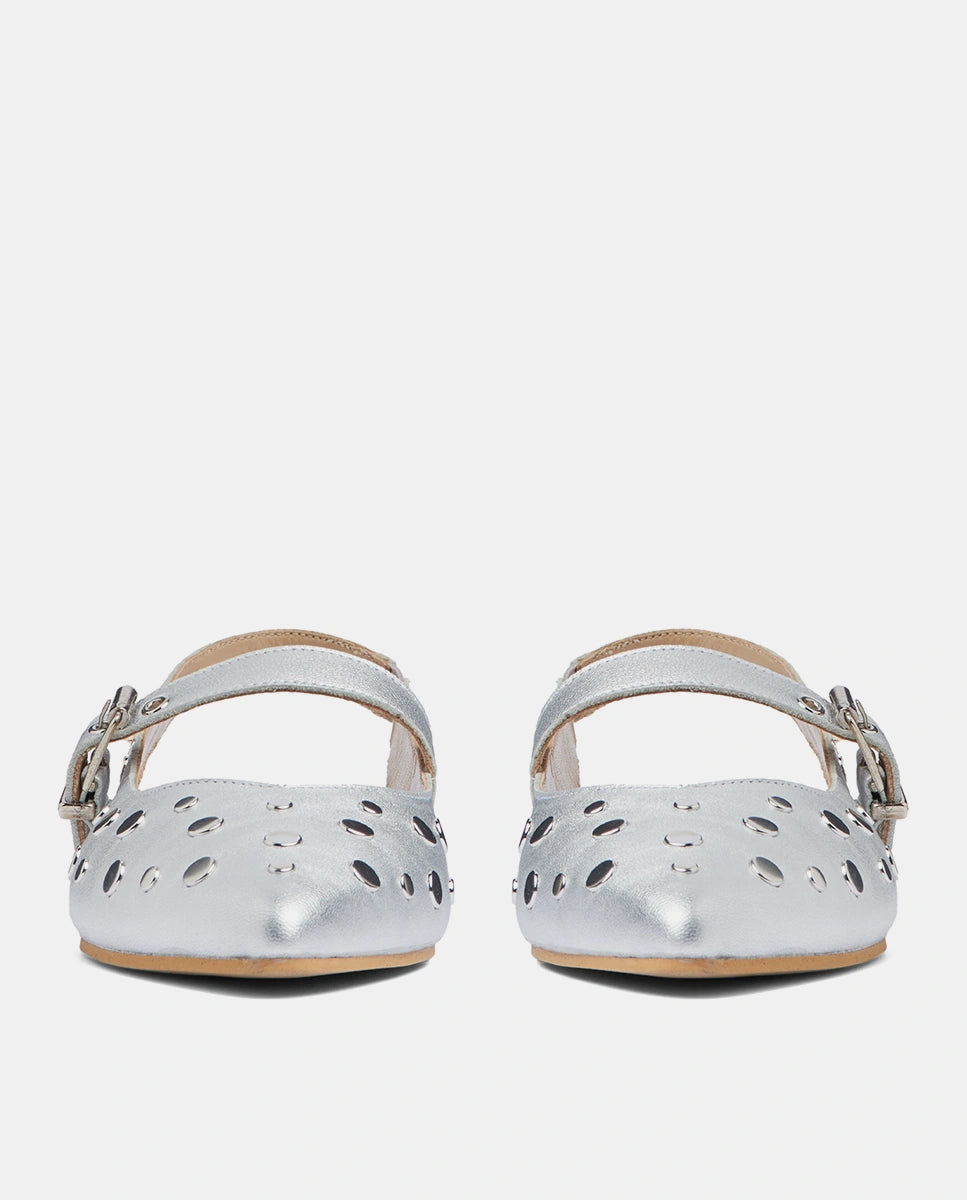 bailarinas plateadas con tachas