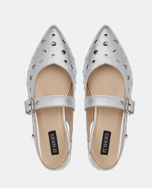 bailarinas plateadas con tachas