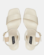 sandalias con tacón color blanco piel mujer