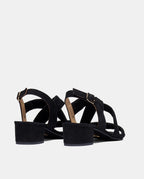 trasera sandalias ante negro tacón bajo para mujer