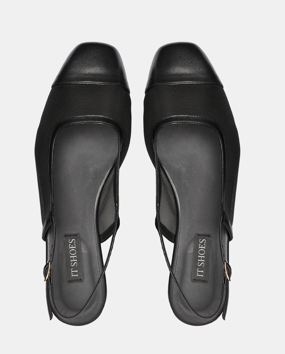 bailarinas planas en piel negra
