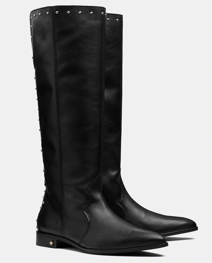 botas negras mujer tachas piel