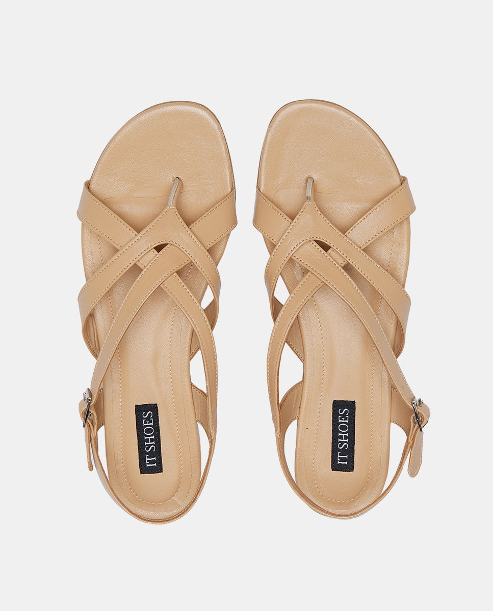 sandalias de tiras nude