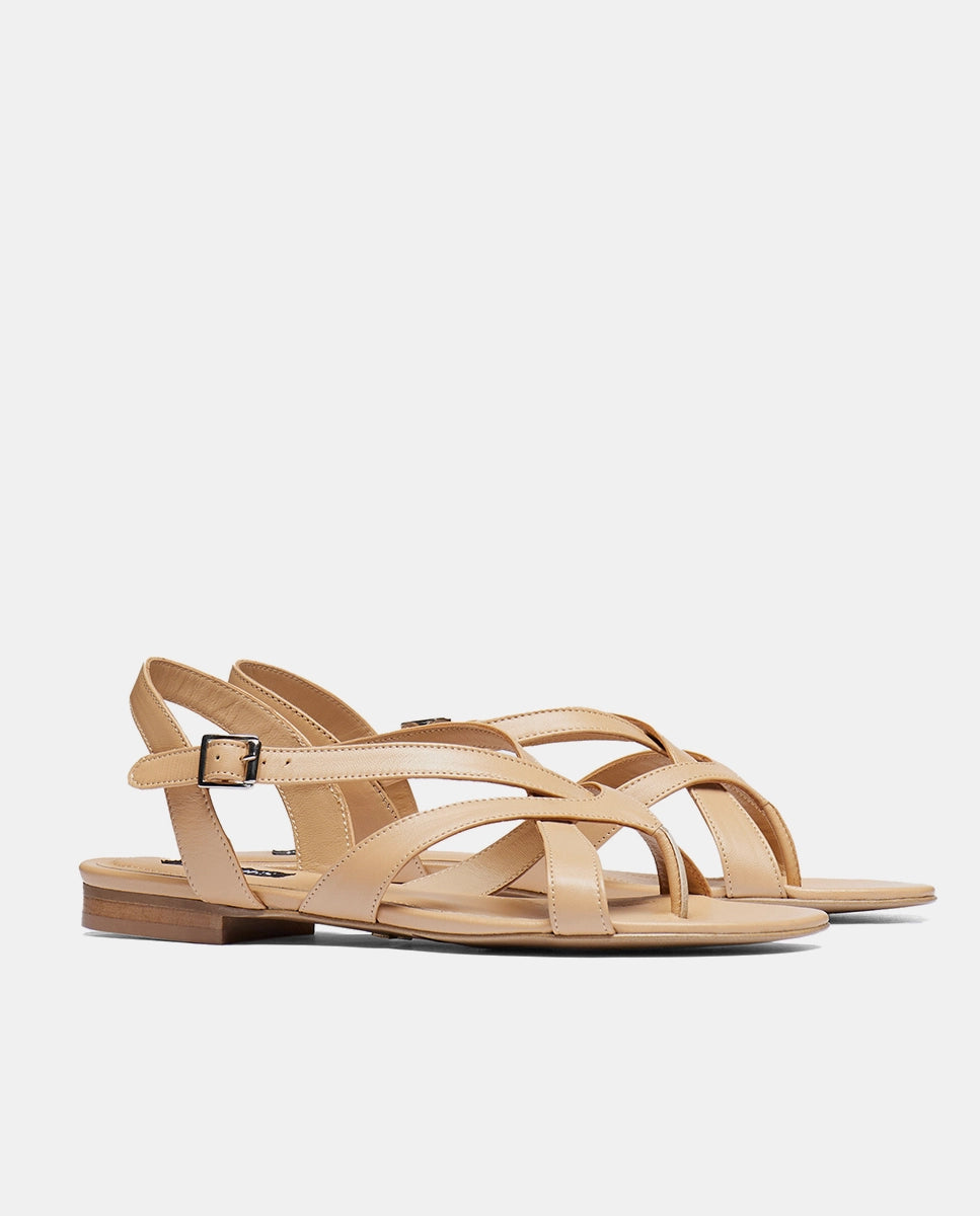sandalias planas nude con tiras