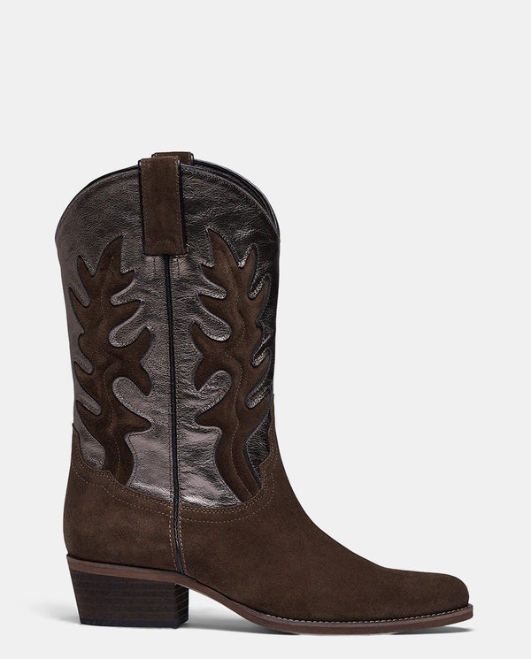 botas cowboy en piel marrón para mujer