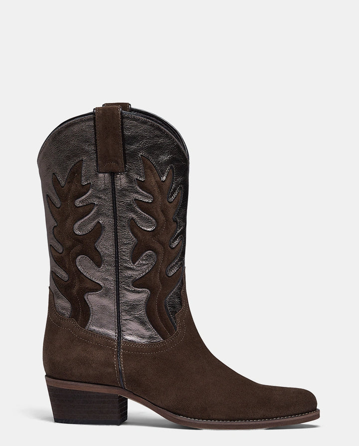 botas cowboy en piel marrón para mujer