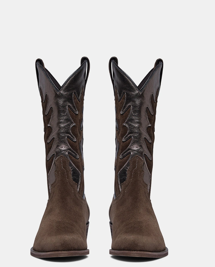 botas cowboy en piel marrón para mujer