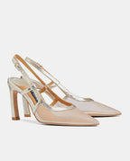 zapatos transparentes color champán con tacón