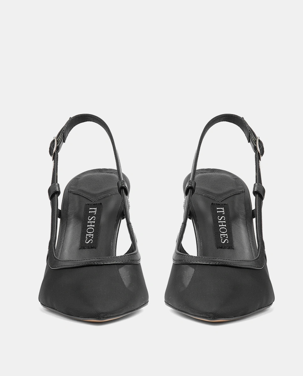 zapatos negros transparentes con tacón