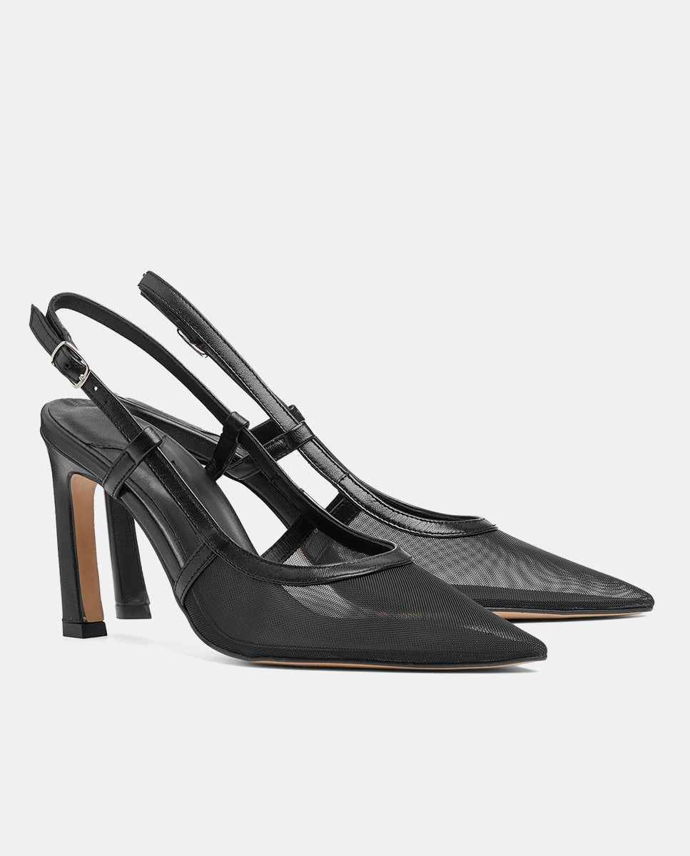 zapatos negros transparentes con tacón