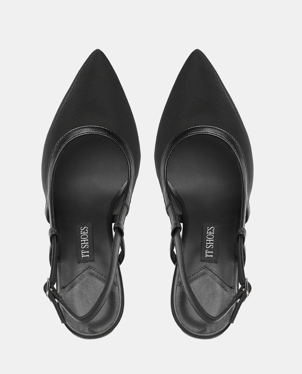 zapatos negros transparentes con tacón