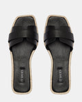 Sandalias en piel negra y esparto mujer