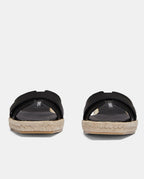 Delantera sandalias piel negra y suela esparto mujer
