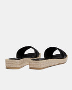 Trasera sandalias esparto y piel negra para mujer