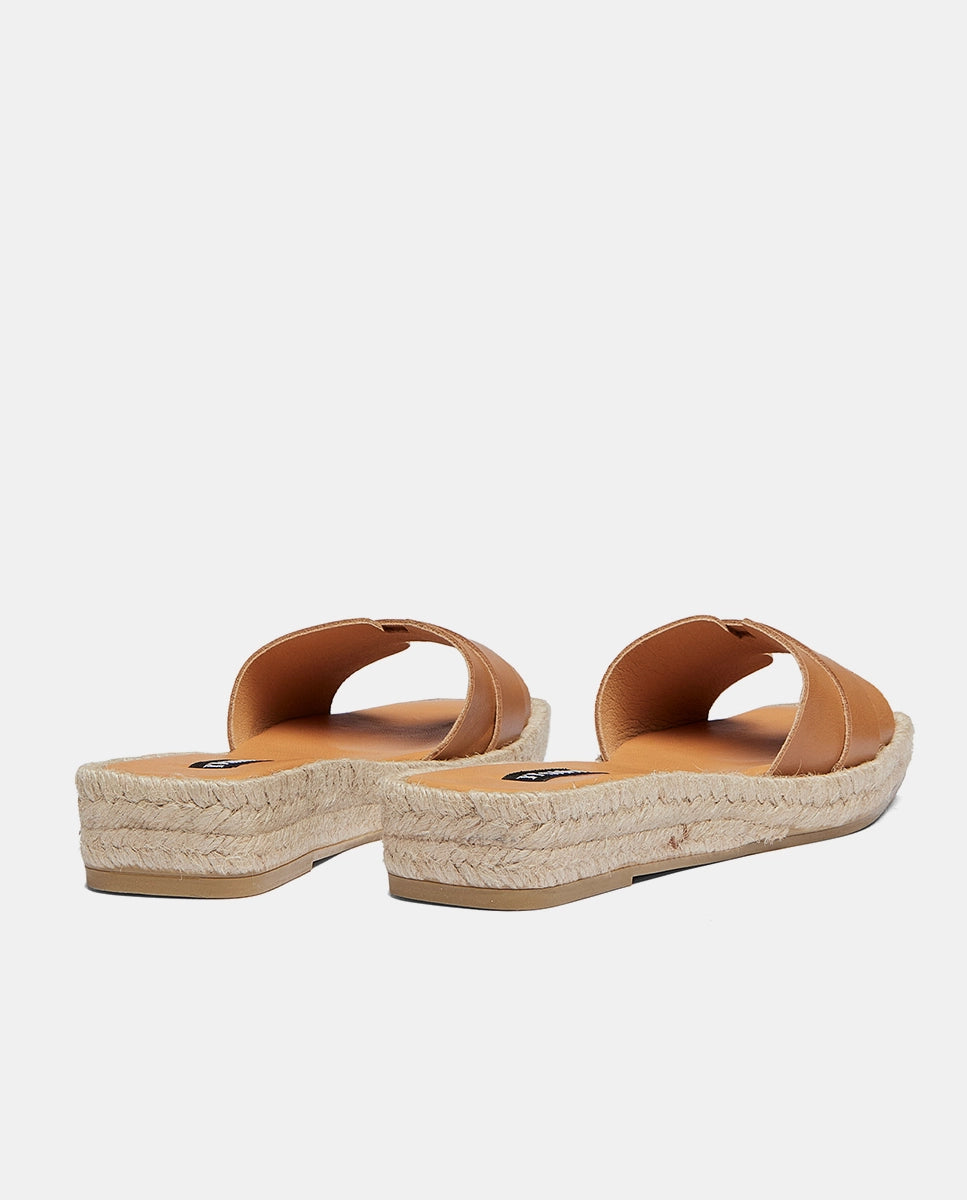 Trasera sandalias piel marrón para mujer
