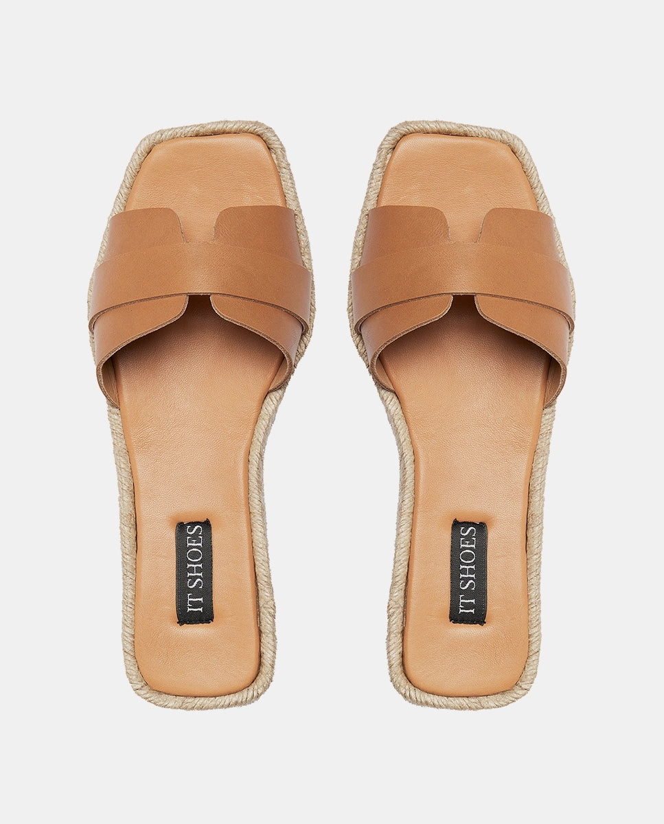 Sandalias piel marrón mujer