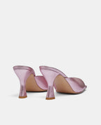 Trasera sandalias rosas con acabado metalizado