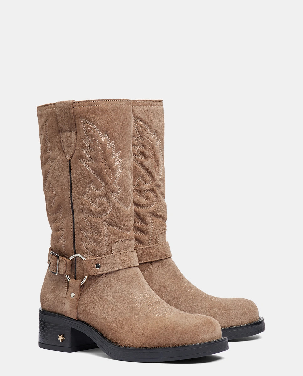 botas media caña taupe mujer