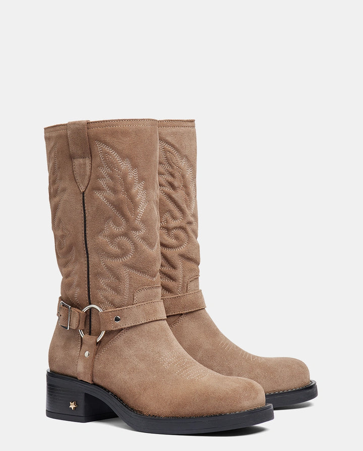 botas media caña taupe mujer