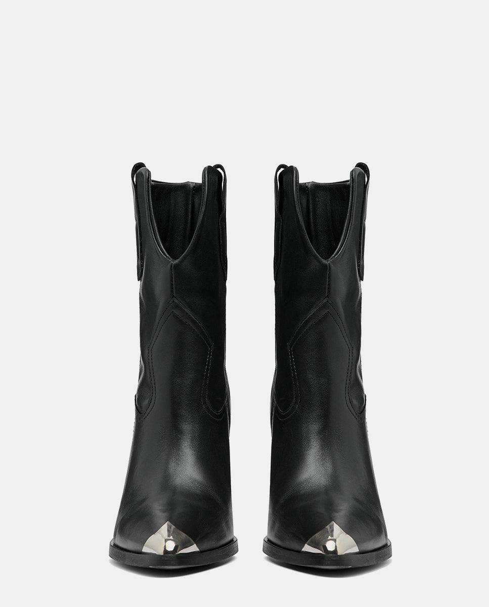 botas negras piel media caña