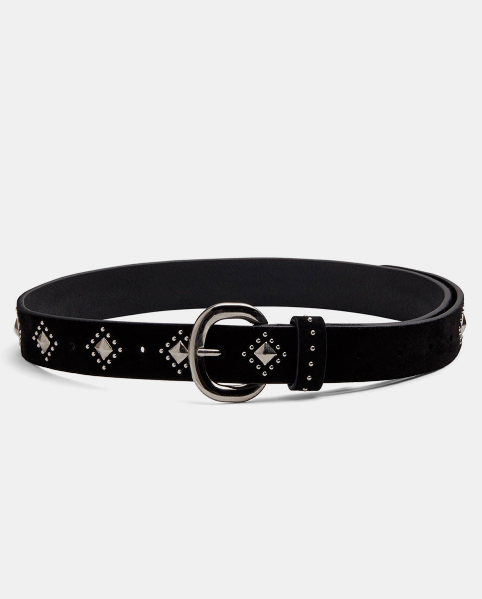 It-London-Cinturon-plateado-negro-tachuelas-ante