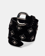 It-London-Cinturon-plateado-negro-tachuelas