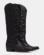Botas cowboy negras mujer piel caña alta