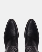 Puntera bordada botas cowboy negra para mujer caña alta