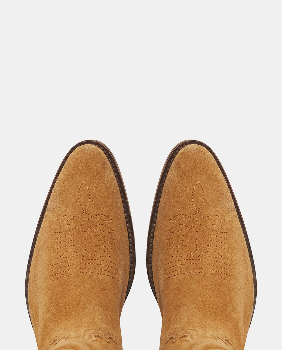 Detalle pespunte Botas camperas camel caña alta mujer