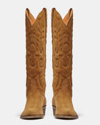 Delantera botas cowboy camel mujer caña alta