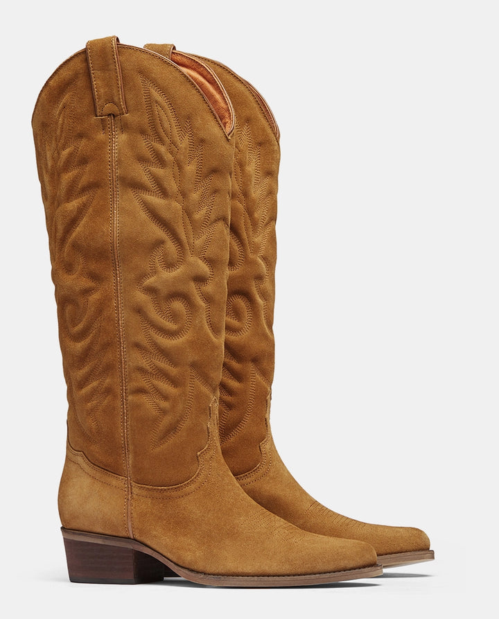 Botas Cowboy Mujer Botas De Piel Camel Bota Cowboy En Ante Camel