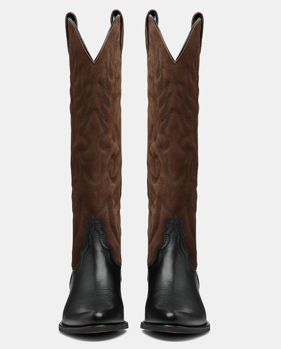 botas piel marrón cowboy mujer