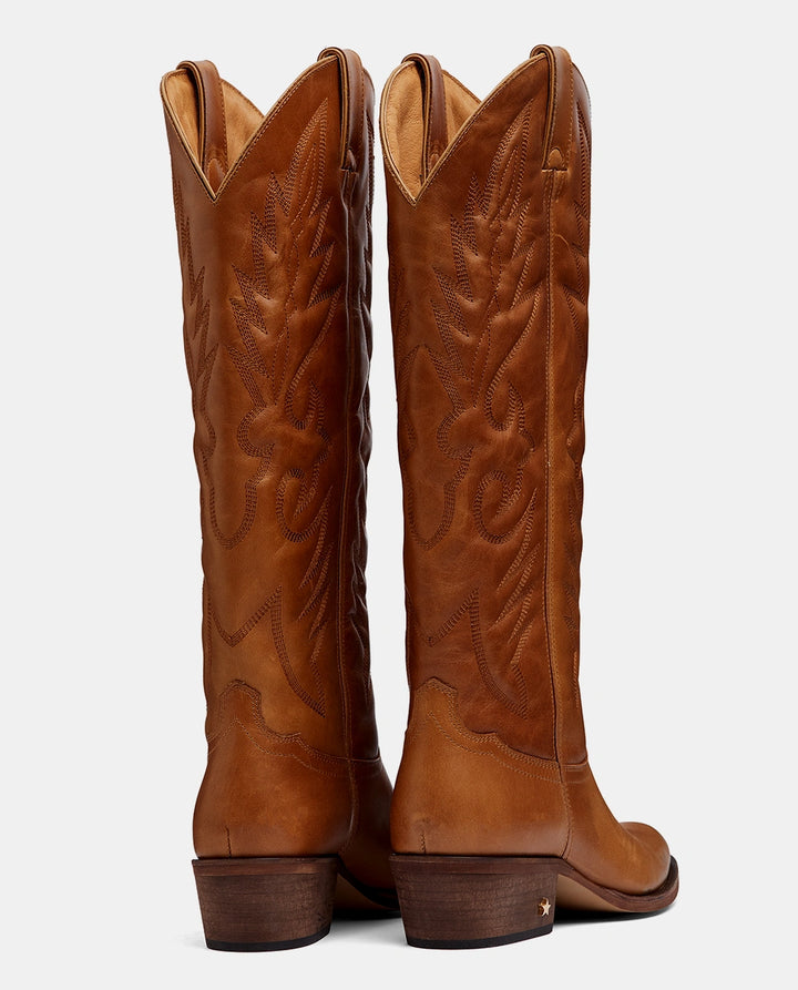 botas cowboy altas camel piel mujer