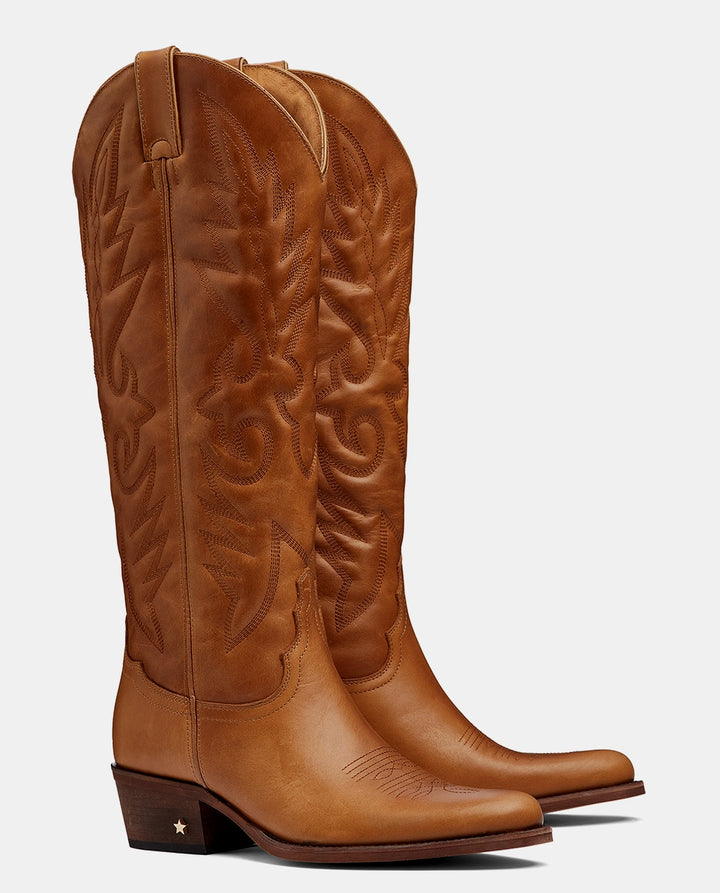 botas cowboy altas camel piel mujer