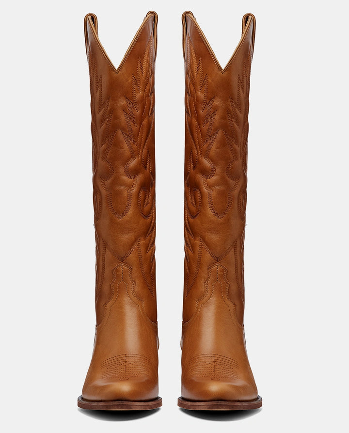 botas cowboy altas camel piel mujer