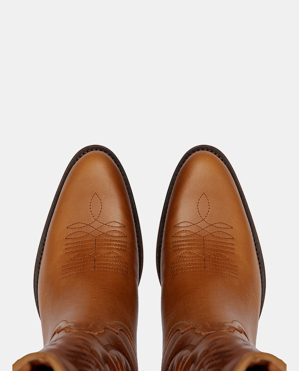 botas cowboy altas camel piel mujer
