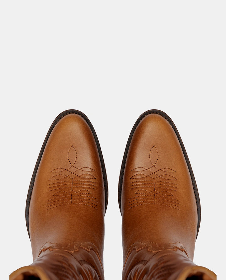 botas cowboy altas camel piel mujer