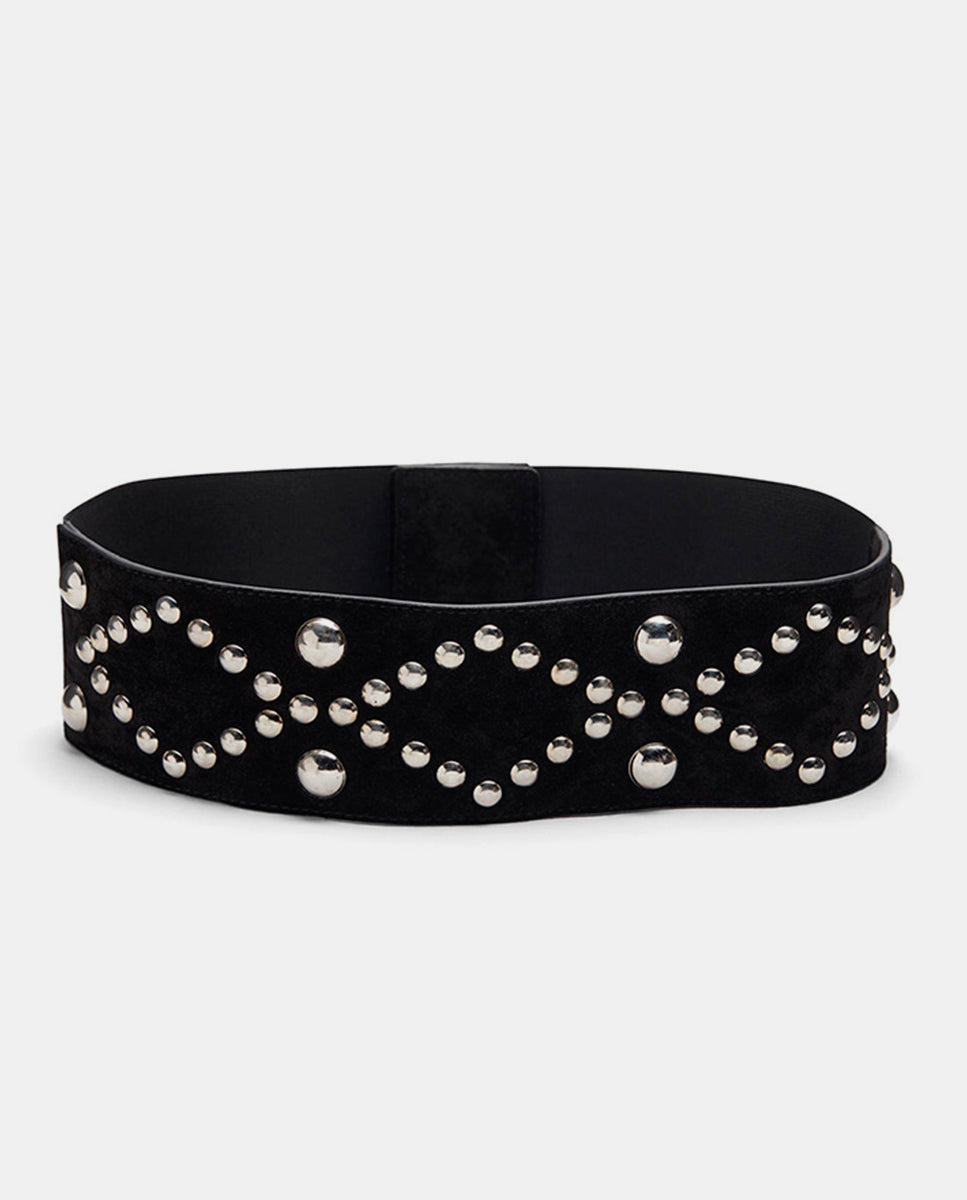It-New-York-Cinturon-tachuelas-plateadas-negro-ante
