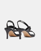 sandalias con tacón color negro piel mujer