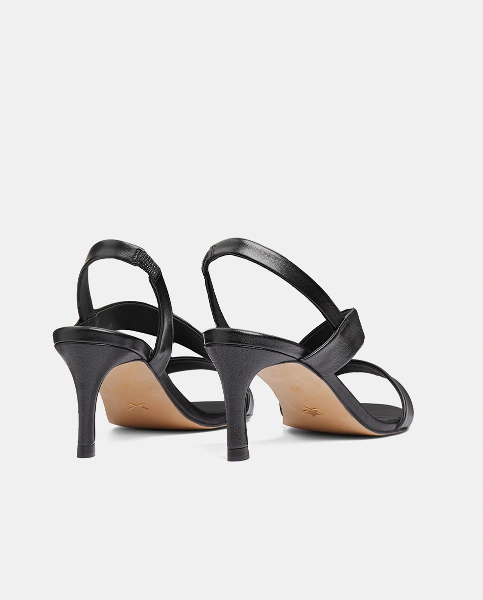 sandalias con tacón color negro piel mujer