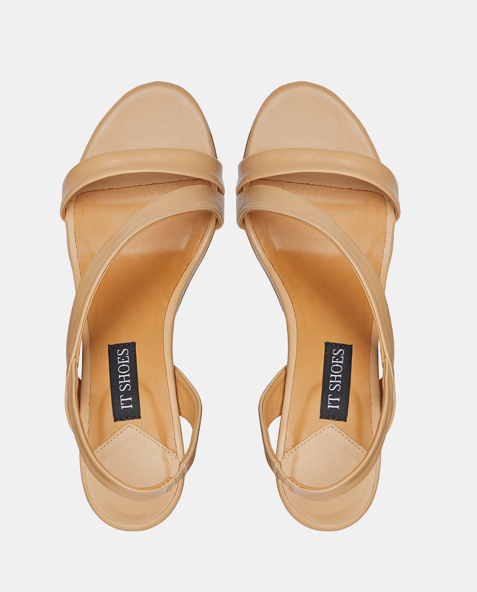 sandalias con tacón color nude para mujer