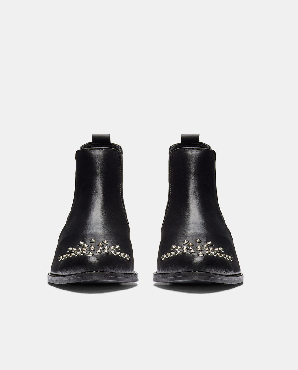 botin tachas negro plano tachuelas