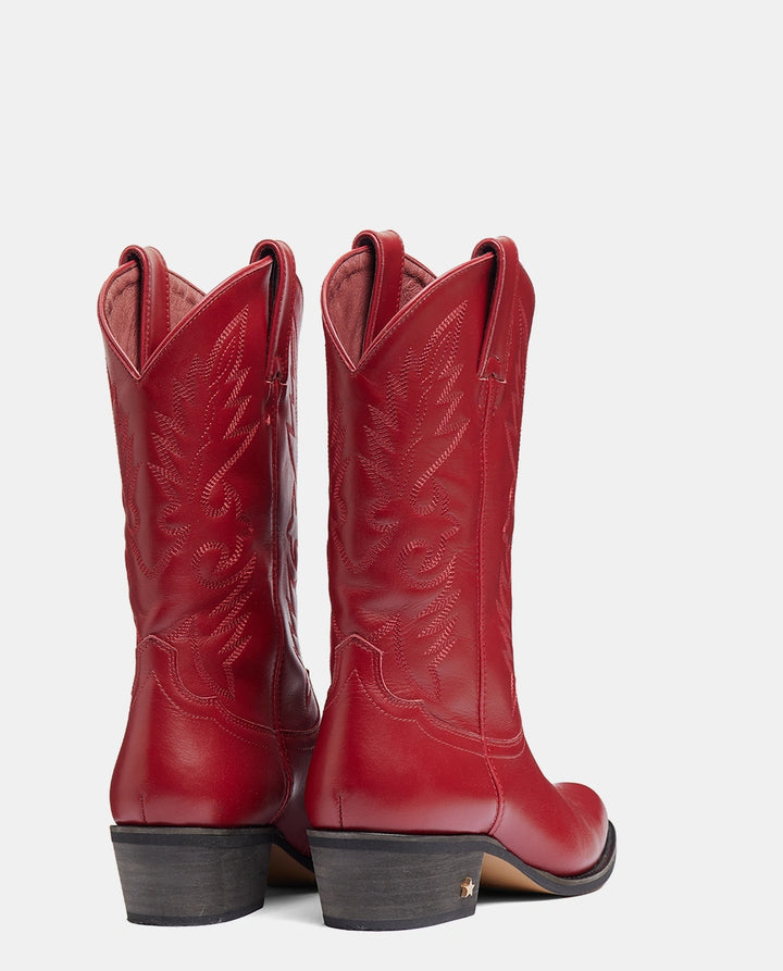bota cowboy burdeos mujer